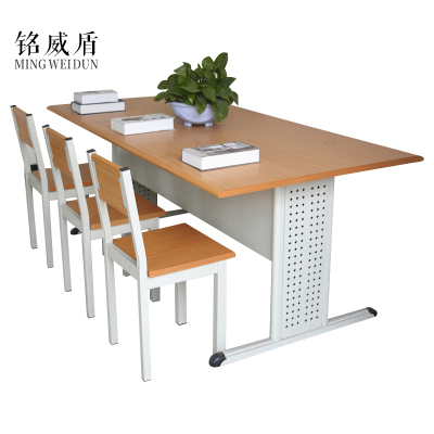 铭威盾学校图书馆阅览室桌椅书店会议室培训阅读桌钢木学生桌学生椅[工厂现做 7天内发货]