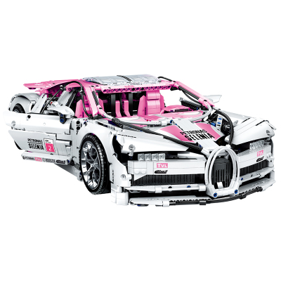 汇奇宝儿童兼容樂高积木兰博基尼跑车汽车模型成年大人高难度拼装玩具布加迪-粉色3618颗粒-