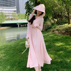 防晒衣女夏季长款连衣裙防紫外线冰丝长裙防晒服UPF50_PLUS