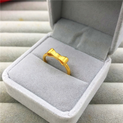 仿金色气质蝴蝶结开口戒子沙金皇冠镀金戒指女时尚个性网红不掉色送女朋友老婆情人节七夕生日礼物