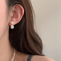 s925银针珍珠锆石耳环女简约气质精致耳钉轻奢小众设计高级感耳饰送女朋友老婆情人节七夕生日礼物