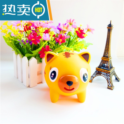 创意新奇挤压发泄玩具整蛊捏吐舌头发声公仔儿童玩具生日礼物真智力黄色小老虎公仔自定义1仿真玩具