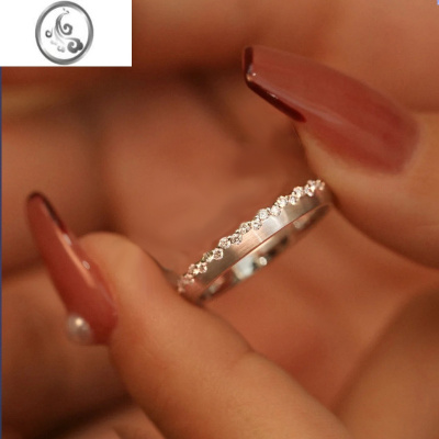 JiMi情侣戒指女小众设计高级感925银银一对戒开闭口刻字婚戒送男女友