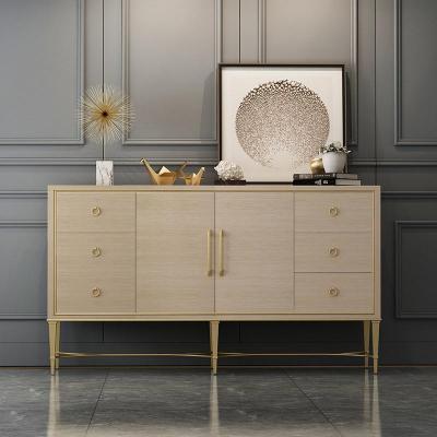 森美人美式轻奢玄关柜实木入户进厅柜客厅储物靠墙隔断柜不锈钢餐边柜