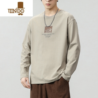 YANXU秋装上衣服男款2023新款潮牌宽松打底衫秋季内搭休闲长袖t恤