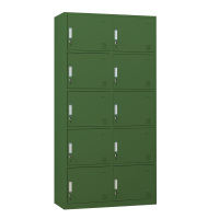 正斌铁皮更衣柜宿舍储物柜钢制内务柜制式绿皮衣帽柜子绿色10门更衣