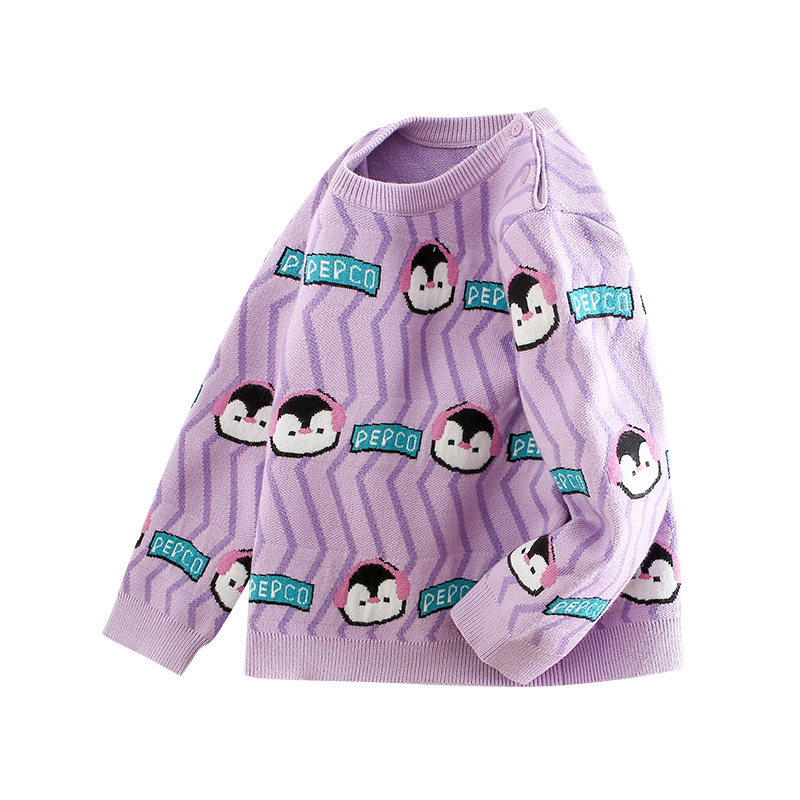 小猪班纳童装儿童毛衣秋装新款宝宝针织衫毛线衣女童休闲卡通上衣