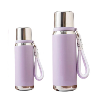 松道 保温杯便携式一盖两用随行手提保温杯紫色800ML