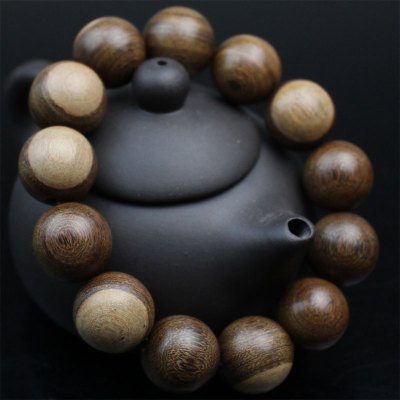 金丝檀木手串个性阴阳木实木珠子男女情侣手链佛珠手饰品礼物文玩送女朋友老婆情人节七夕生日礼物