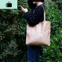 韩版复古做旧褶皱防水牛皮纸杜邦纸单肩休闲帆布大手提女包购物袋NEW LAKE女士单肩包