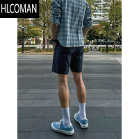 HLCOMAN藏青色尼龙速干运动短裤男夏季美式跑步健身篮球裤子不过膝四分裤