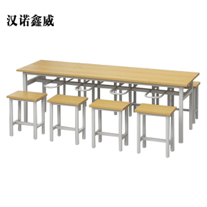 汉诺鑫威餐桌8人学校食堂小吃店快餐桌椅饭堂防火板桌2200*600*750[含椅]