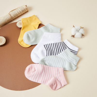 [1件5折价:55]美特斯邦威夏新款袜子女净色条纹六双装短袜女袜子