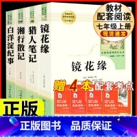 [人教版 4册]镜花缘+猎人笔记+白洋淀纪事+湘行散记 [正版]朝花夕拾 鲁迅原著书籍人教版无删减赠考点 世界名著七年级