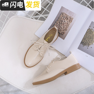 红单鞋女平底2018新款布洛克鞋女英伦风女鞋ins小皮鞋女复古潮启如休闲鞋