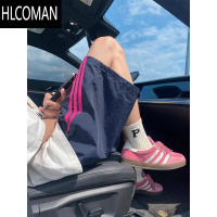 HLCOMAN大码条纹速干短裤男夏美式撞色三条杠直筒沙滩裤子潮牌百搭五分裤