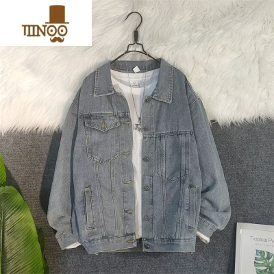 YANXU牛仔外套男秋季复古痞帅工装休闲夹克ins潮牌青少年百搭港风上衣