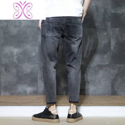 YUANSU休闲裤子男韩版潮流春秋季水洗9分男士松紧腰牛仔裤男宽松九分裤牛仔裤男