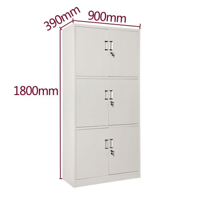 幻窕 通三节文件柜储物铁皮柜办公资料柜批发 灰色 1800*850*390 BJ937