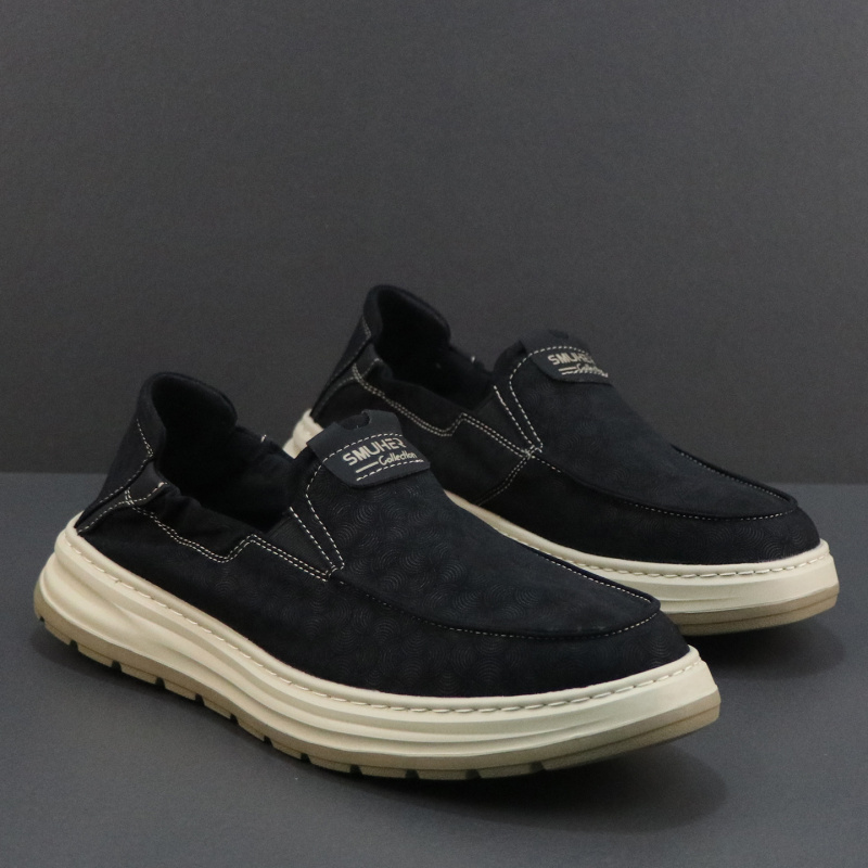 男士布鞋2026春季新款一脚蹬懒人乐福鞋轻便软底百搭潮流休闲鞋子