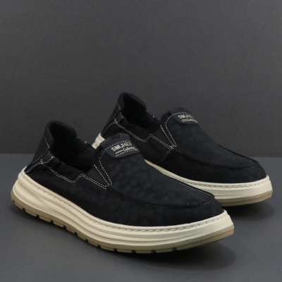 男士布鞋2026春季新款一脚蹬懒人乐福鞋轻便软底百搭潮流休闲鞋子