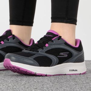 Skechers斯凯奇女鞋新款动感印花复古缓震运动跑鞋128280-BBK ZP