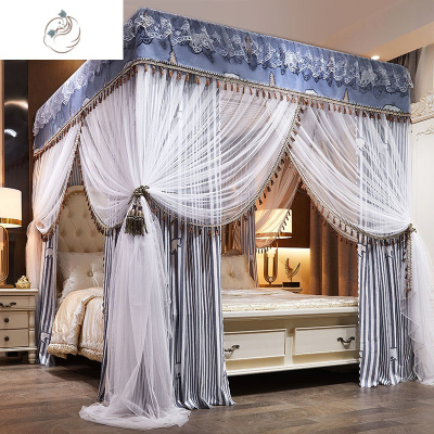 蚊帐家用床帘一体式遮光欧式带支架加密加厚宫廷落地床幔防尘顶布舒适A款全套/北欧-加粗32不锈钢支架1舒适主义蚊帐A款全套/北欧-加粗32不锈钢支架1.8米x2米床
