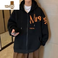YANXU开衫卫衣男2023新款加绒加厚连帽外套港风宽松青少年运动上衣