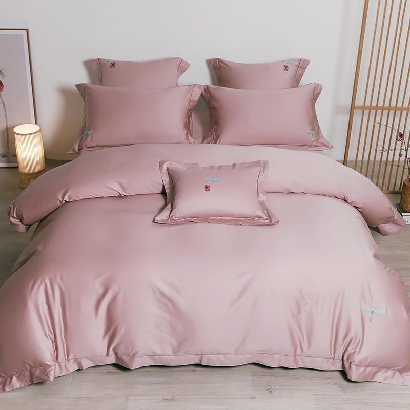 美帮汇60支贡缎长绒棉四件套全棉全棉被套床单刺绣简约床上用品中式