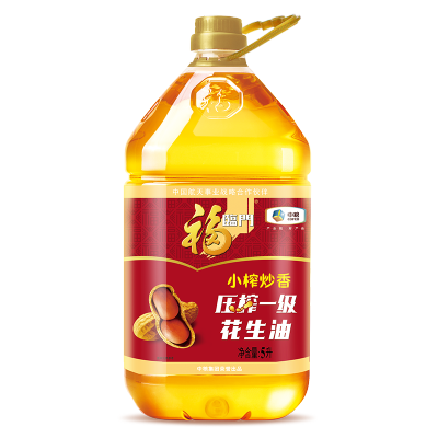 （新老包装随机发货）福临门食用油物理炒香小榨压榨一级花生油5L中粮出品5L
