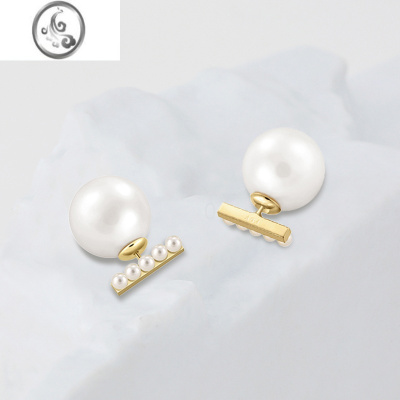 JiMi2023新款施家珍珠耳环气质银银耳钉女轻奢小众设计感高级耳饰