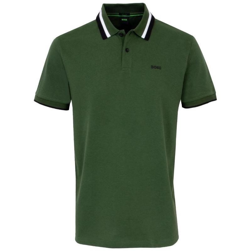 Hugo Boss修身弹力POLO衫男撞色领透气舒适休闲商务高尔夫衬衫