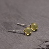 圆形银饰简约百搭纯银耳钉女不过敏养耳洞耳饰时尚纯天然水晶豆豆送女朋友老婆情人节七夕生日礼物