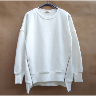 广赫白色圆领卫衣女2020新款棉秋冬加绒无帽宽松韩版女士不规则上衣卫衣