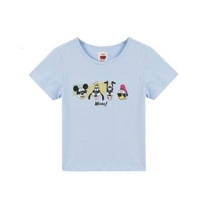 [99元3件]米喜迪mecity童装夏新款女童迪士尼针织短袖T恤亲子装一家三口