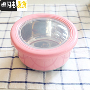 三维工匠圆形不锈钢饭盒餐具可爱卡通儿童小学生便当盒便携外出水果保鲜盒 纯粉色(420)[幼儿容量]