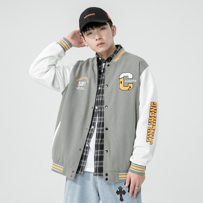 棒球服男春秋美式新款潮牌帅气夹克外套字母宽松百搭休闲上衣