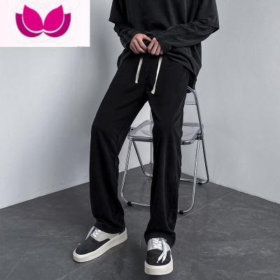 七斓休闲裤男早春季宽松直筒拖地卫裤高街ins潮牌垂坠感阔腿运动裤子