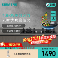西门子 4.5kw 燃气灶 嵌入式天然气灶具 台式双灶 玻璃面板 熄火保护 ER77GA23MP