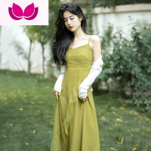 七斓吊带裙套早秋穿搭套装裙收腰超仙森系浪漫连衣裙新中式秋装女