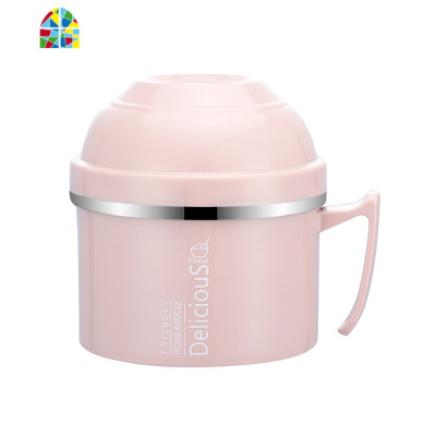 大号304不锈钢快餐杯学生饭缸宿舍碗筷套装带盖饭盒女家用泡面碗 FENGHOU 北欧蓝[勺子+筷子+叉子]