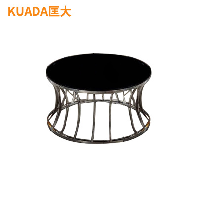 匡大 洽谈桌休闲桌圆茶几玻璃圆台桌KDYZ-JSD02 800*800*440MM 黑色