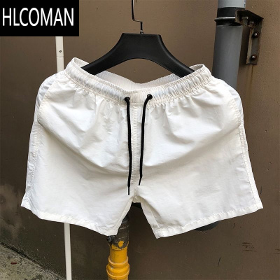 HLCOMAN国潮牌黄色沙滩裤男凉感速干短裤可下水温泉游泳裤宽松运动三分裤