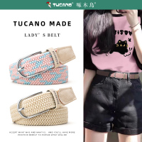 啄木鸟皮带女新款百搭帆布牛仔裤腰带韩版弹力编织免打孔针扣裤带
