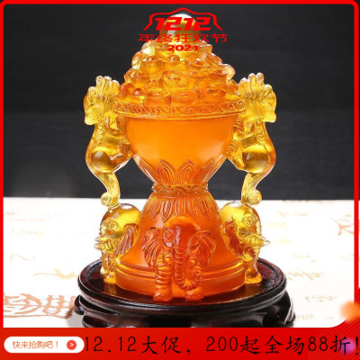 美帮汇象上拱财琉璃摆件四象拱财四象得财大象貔貅摆件