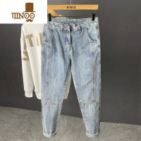 YANXU潮牌微宽松男士牛仔裤2023年新款青年韩版直筒男裤休闲潮流哈伦裤