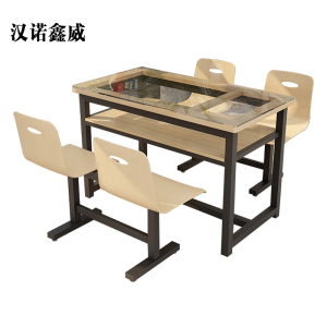 汉诺鑫威餐桌4人学校食堂小吃店快餐桌椅饭堂钢化玻璃桌1200*600*750[含椅]