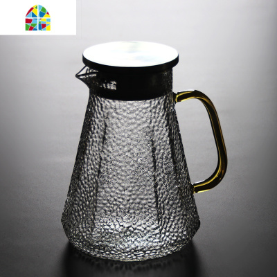 日式耐热玻璃冷水壶大号防爆家用凉白开水壶果汁牛奶扎壶套装 FENGHOU 黄把冷水壶加2细纹杯凉水壶