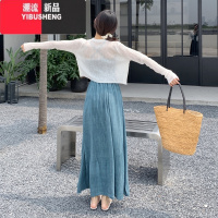 YIBUSHENG大码吊带连衣裙女季国风新中式收腰气质A字长裙胖MM抹胸V领裙子
