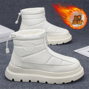 冬季新款雪地靴厚底大码男鞋子加绒保暖棉鞋东北防滑高帮男靴